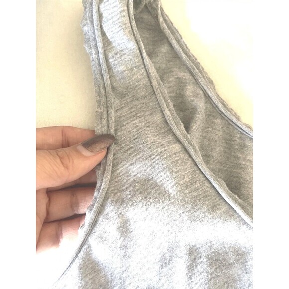 Ropaje Womens Tank Top Sz Medium Heather Gray Rolled Neckline Cropped Minimalist - Picture 7 of 13